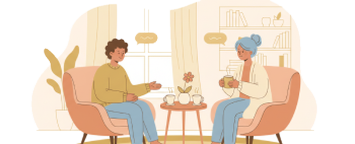 Two people in a supportive conversation
